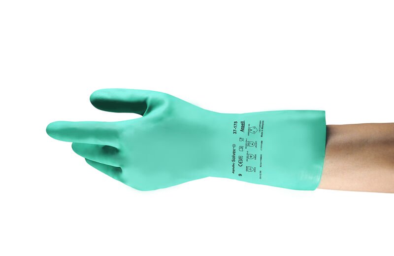 GUANTE SOLVEX NITRILO VERDE ESP. 15MIL DE 13" REF: 37-175 TALLA 7-7.5     "R.I."